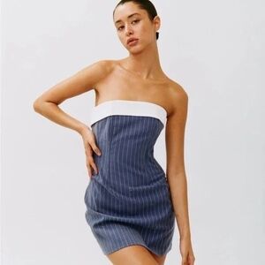 With Jean Chloe Corset Dress (Pinstripes)